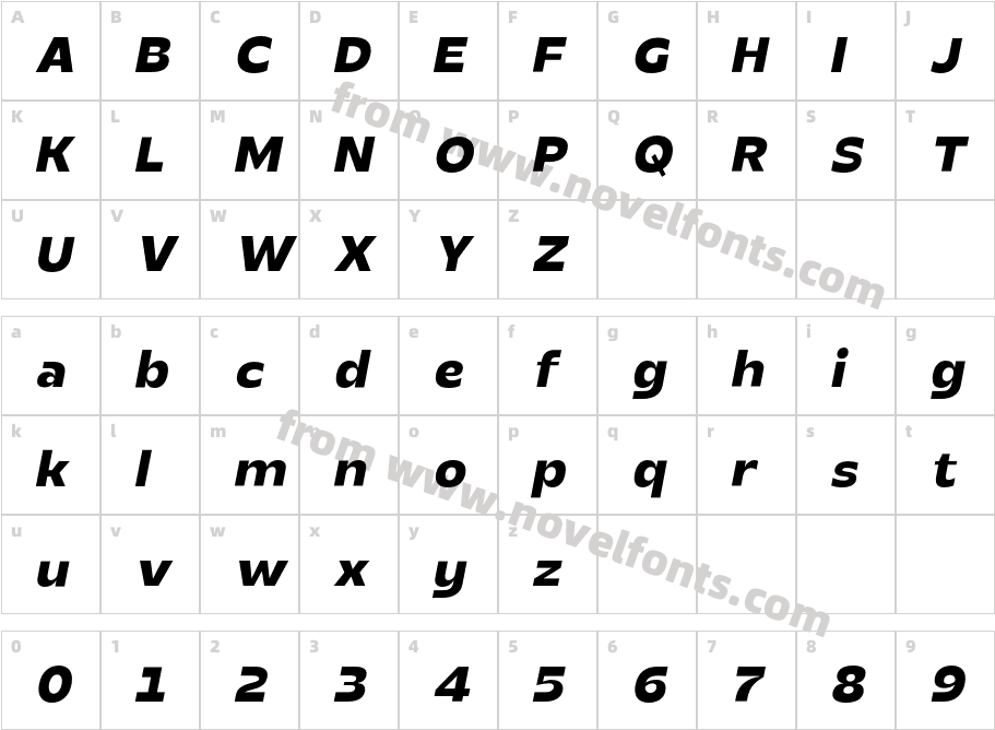 Realist Clostan Bold ItalicCharacter Map