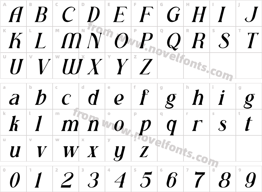 Realugi ItalicCharacter Map