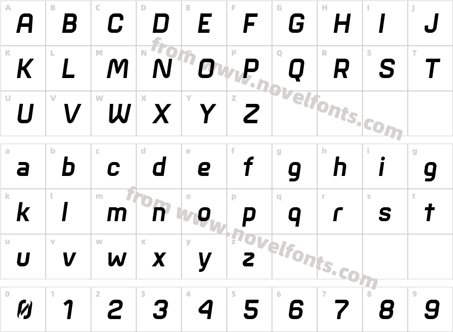 Rebar Bold ItalicCharacter Map