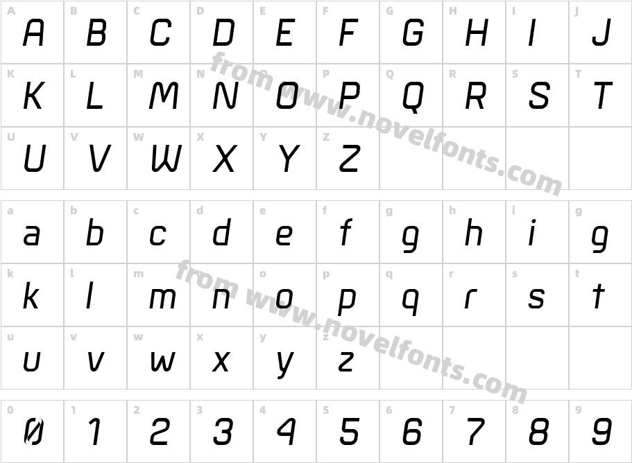 Rebar ItalicCharacter Map