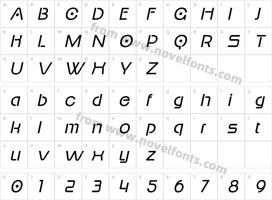 Rebolt ItalicCharacter Map