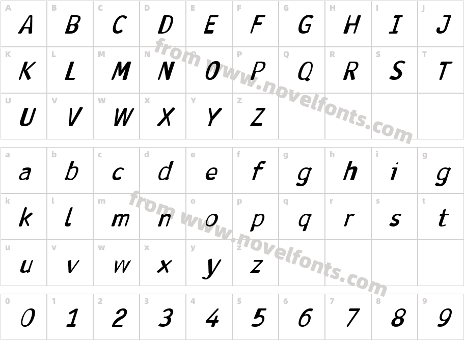 Antaviana Bold ItalicCharacter Map