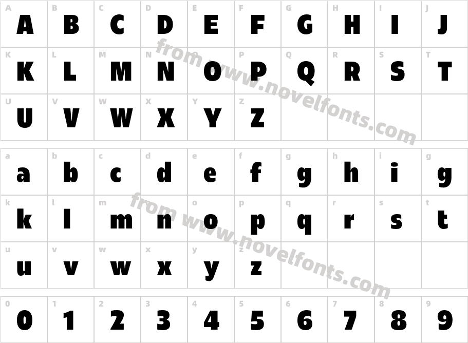 Redonda Compressed BlackCharacter Map