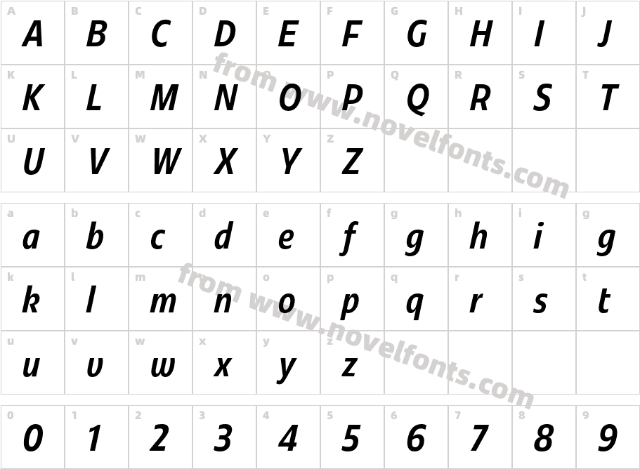 Redonda Compressed Medium ItalicCharacter Map