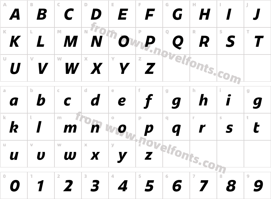 Redonda Condensed Bold ItalicCharacter Map