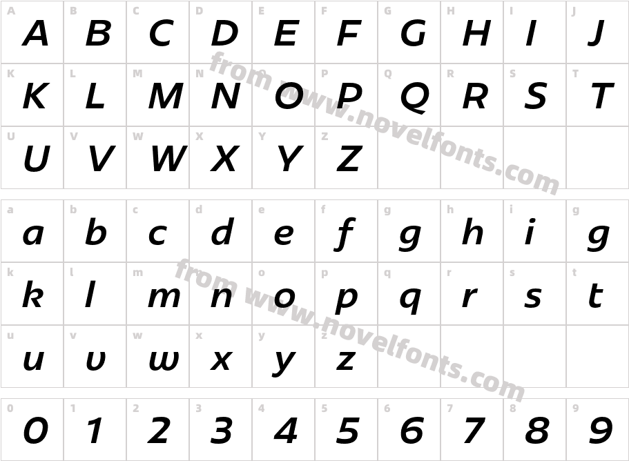 Redonda Medium ItalicCharacter Map