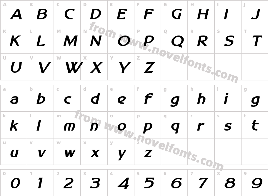 Regency Extra Bold ItalicCharacter Map