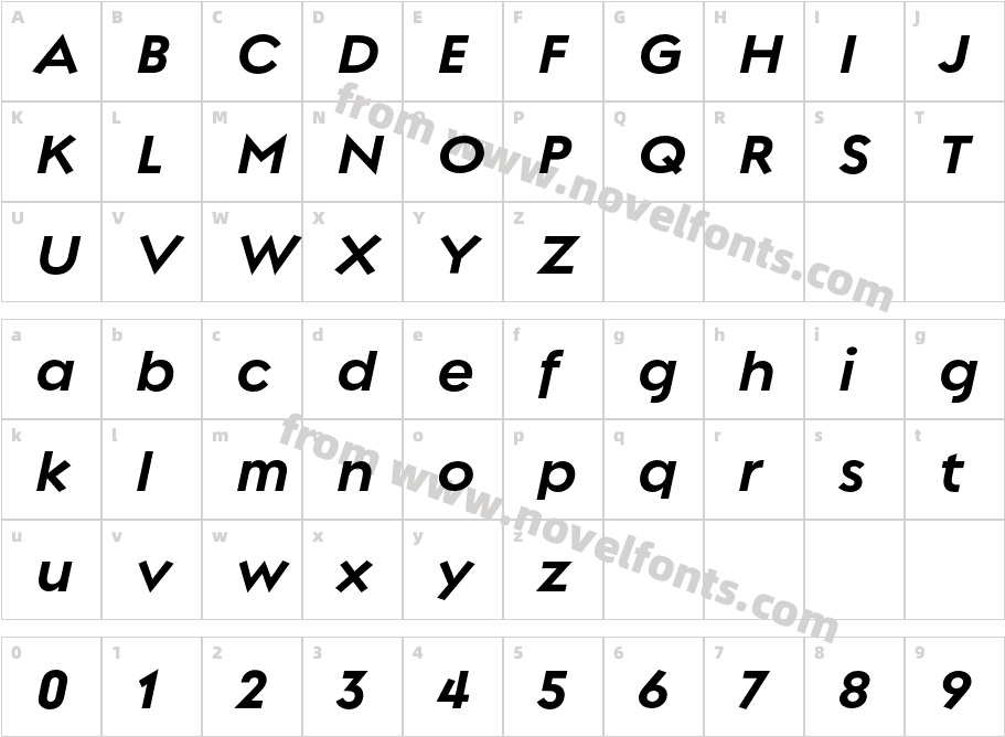 Regulator Nova Bold ItalicCharacter Map