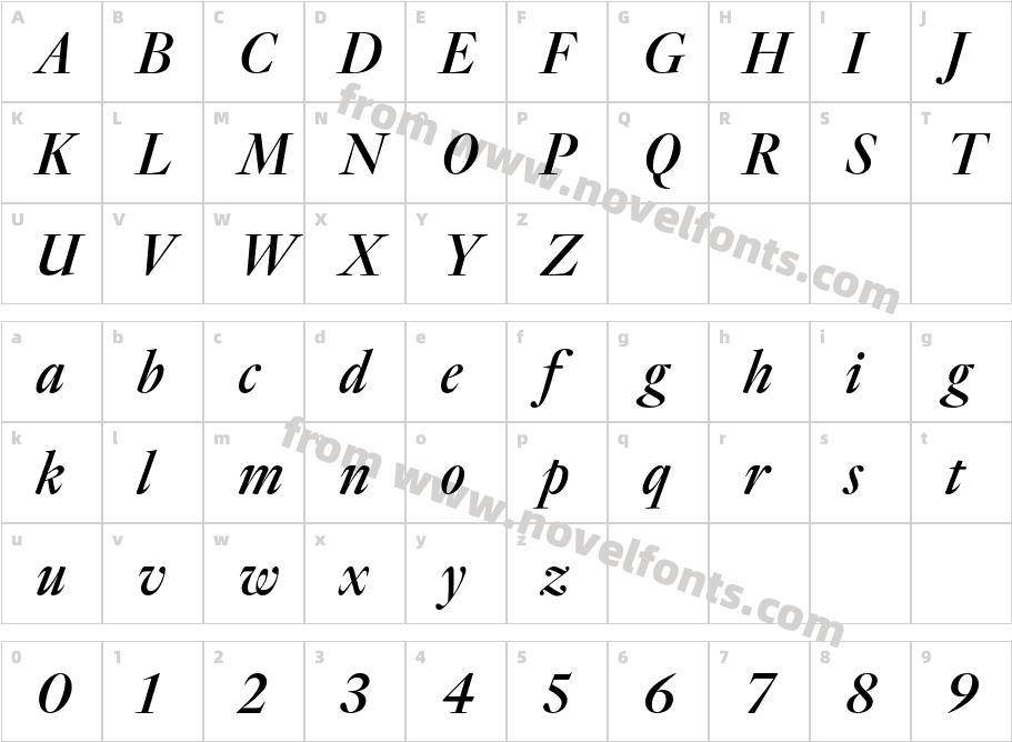 Reiher Headline ItalicCharacter Map