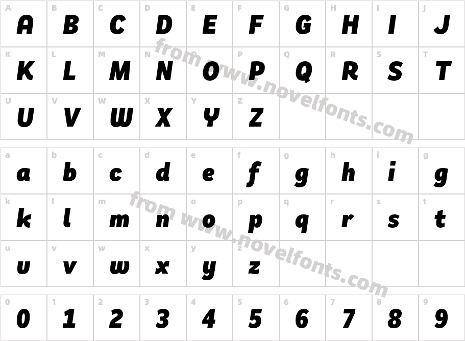 Remora Sans W1 Black ItalicCharacter Map