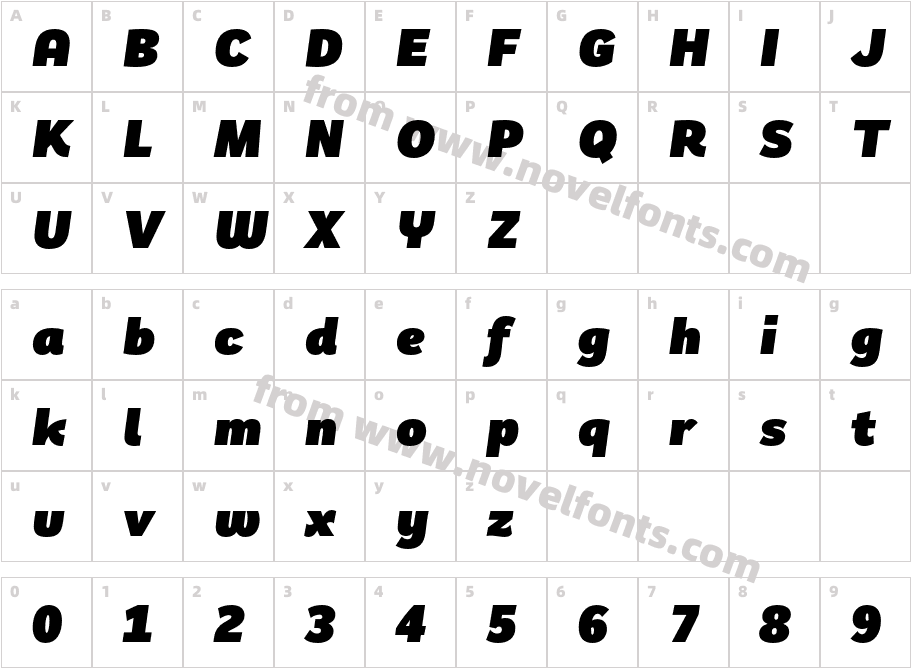 Remora Sans W2 Ultra ItalicCharacter Map