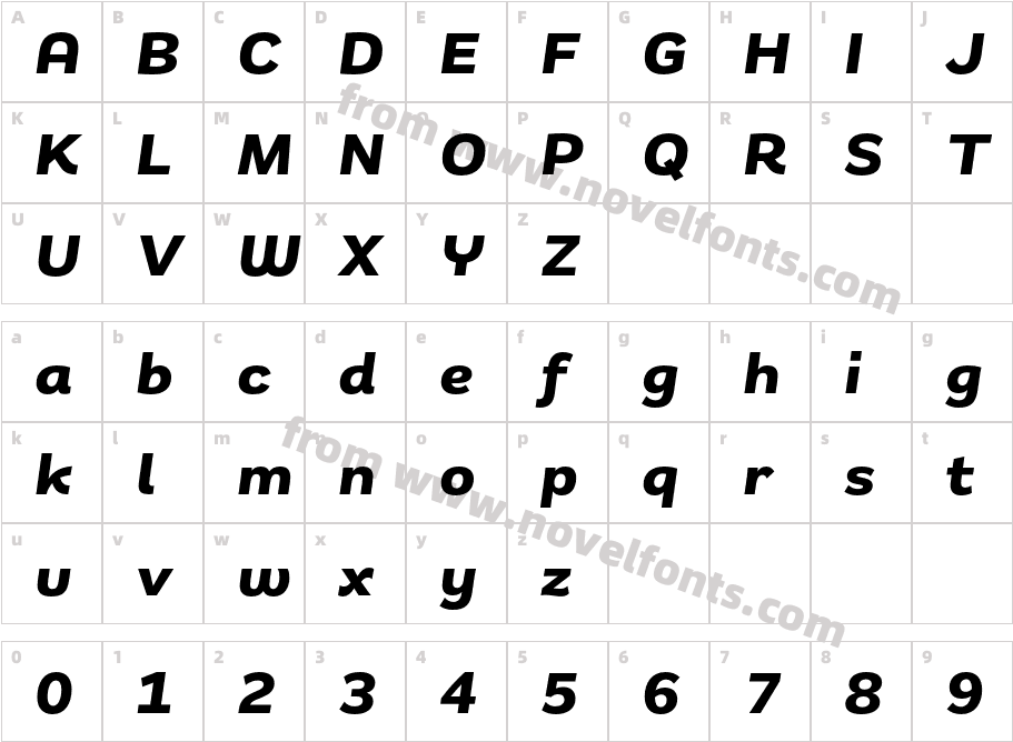 Remora Sans W3 Bold ItalicCharacter Map