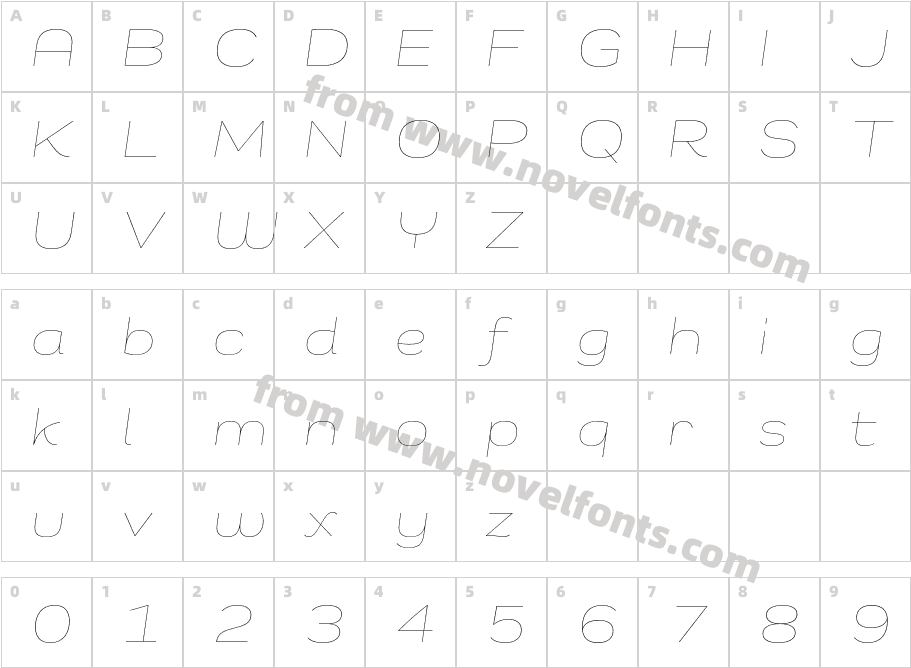Remora Sans W5 Thin ItalicCharacter Map