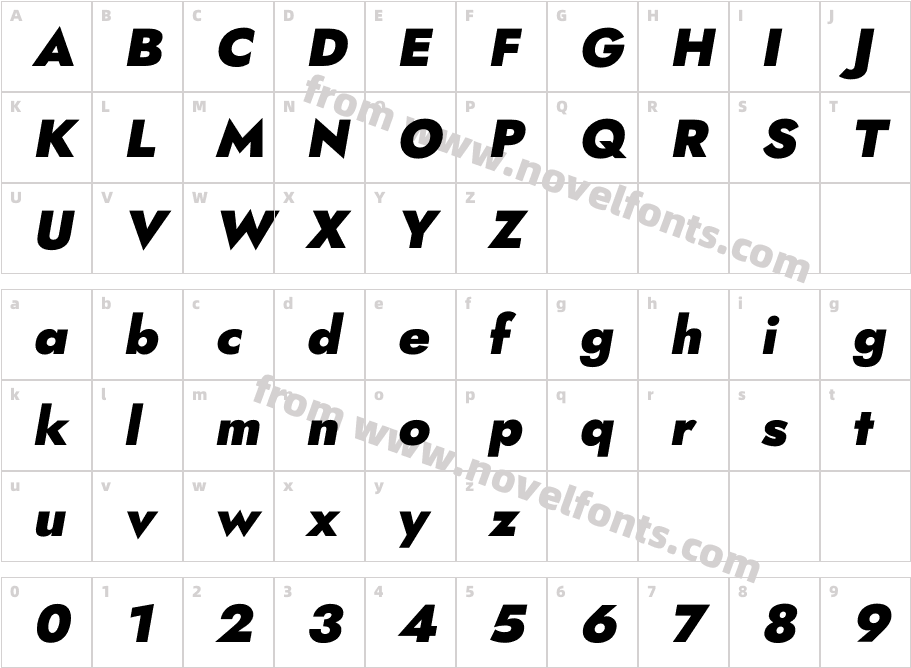 Renner it Black ItalicCharacter Map