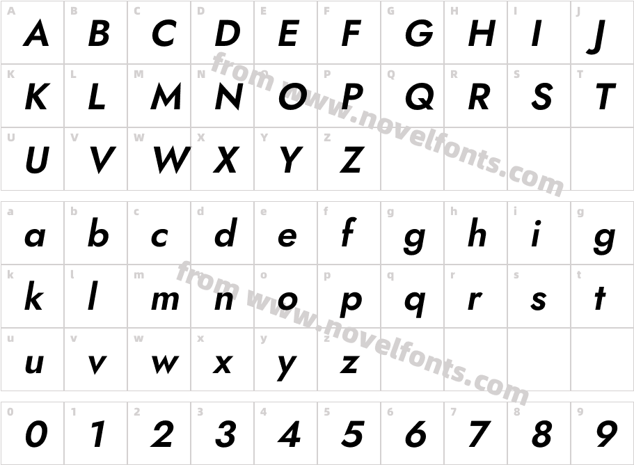 Renner it Semi ItalicCharacter Map
