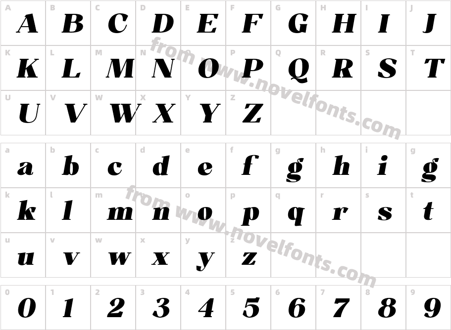 Resgak Extra Black ItalicCharacter Map