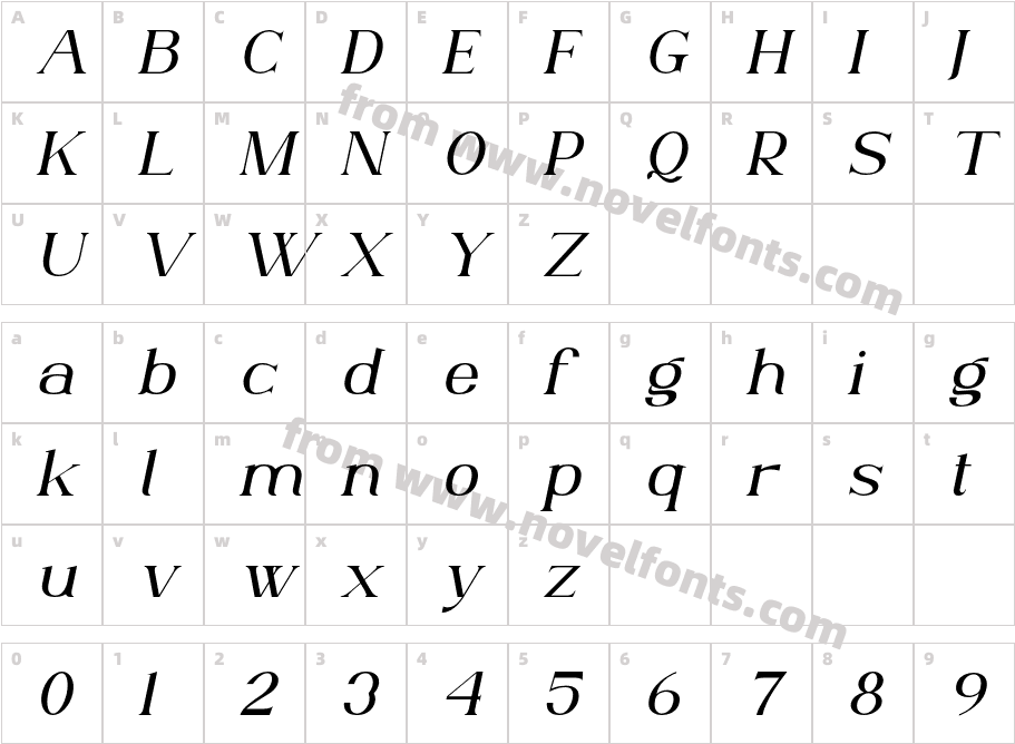 AnteCfSerifDemo-ItalicCharacter Map