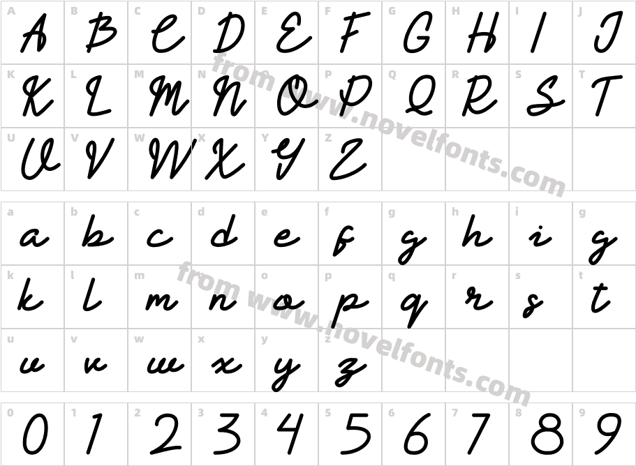 Resitha RegularCharacter Map