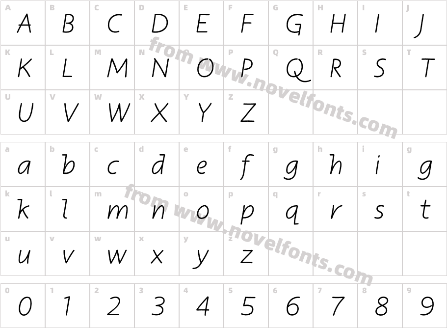 Responder P Light ItalicCharacter Map