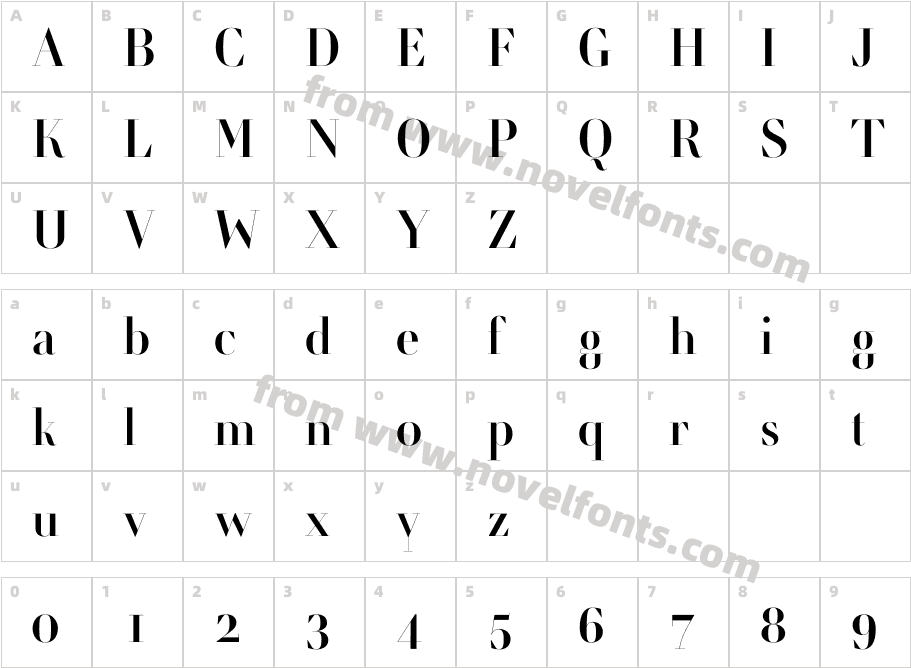 Retiro Std Regular 64ptCharacter Map