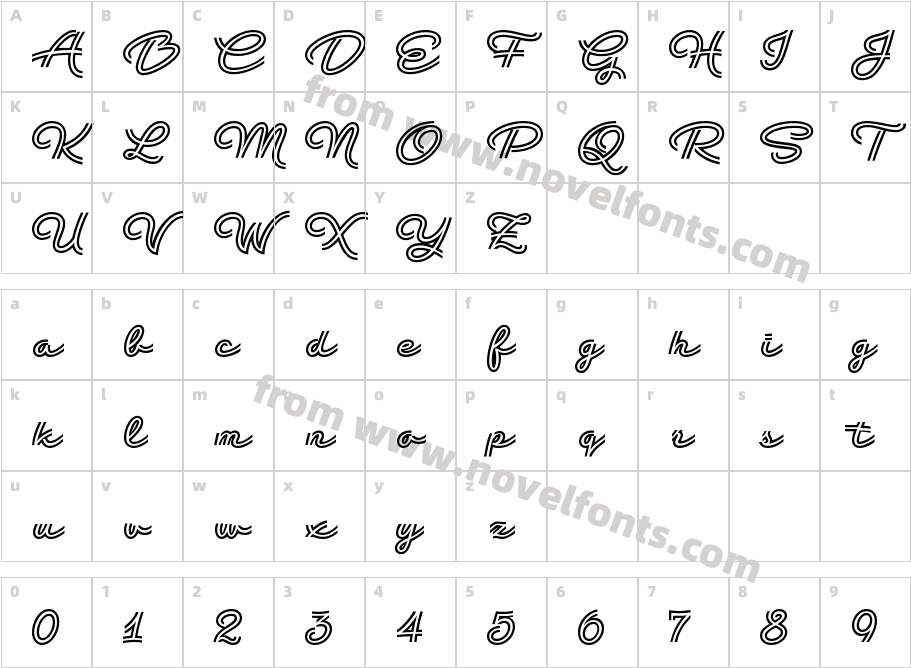 Retro Bistretto OutlineCharacter Map