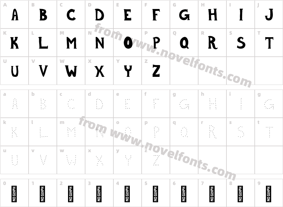 Retro Display RegularCharacter Map