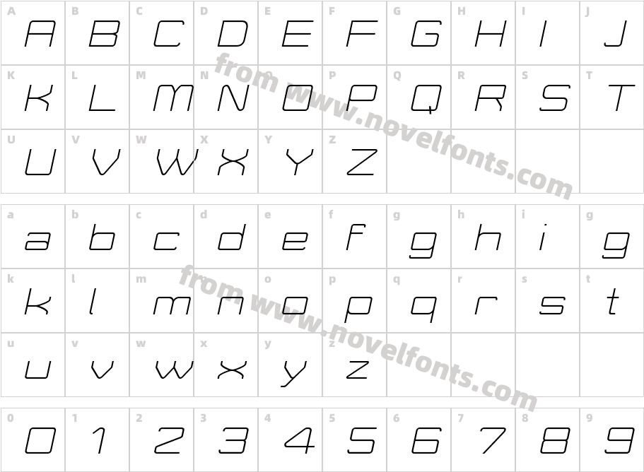 Move X Light ItalicCharacter Map