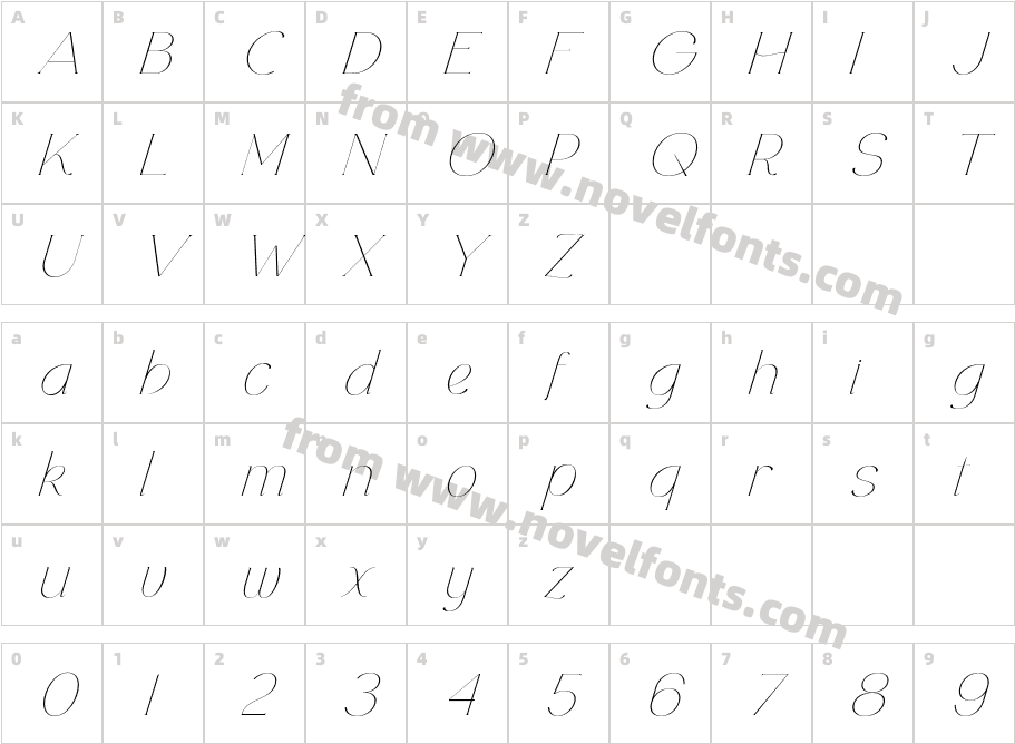 Retrophile ItalicCharacter Map