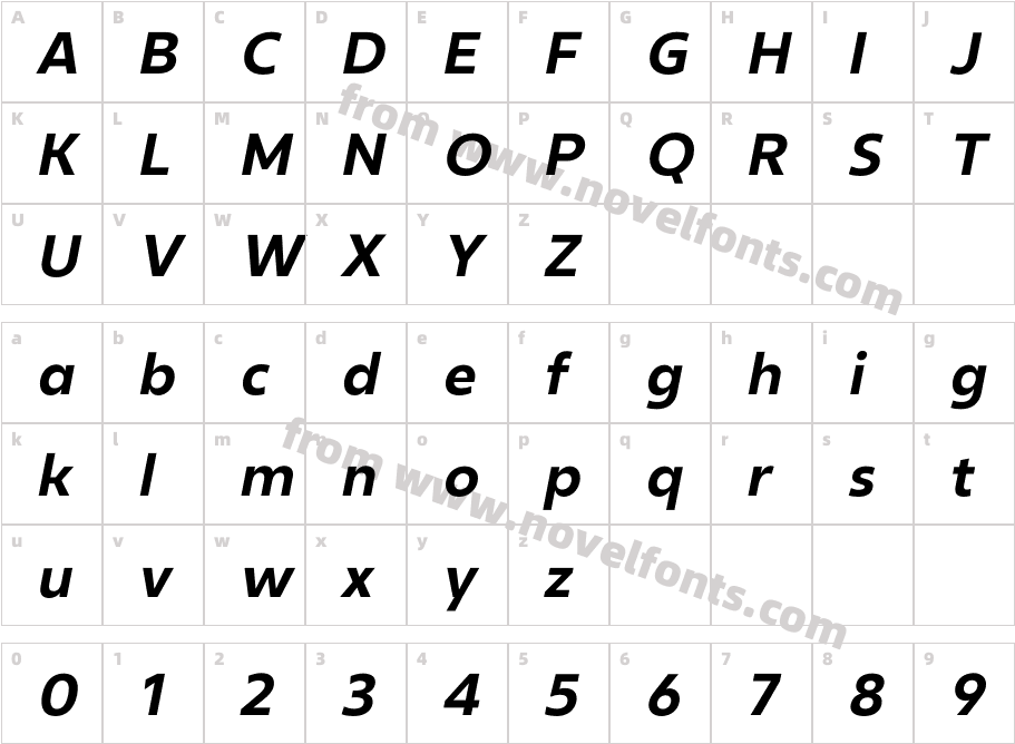 Revolin Semibold ItalicCharacter Map
