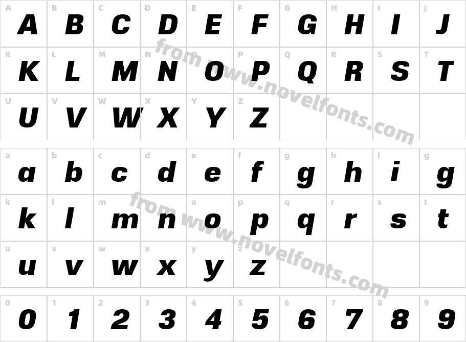 Rice W05 Super ObliqueCharacter Map