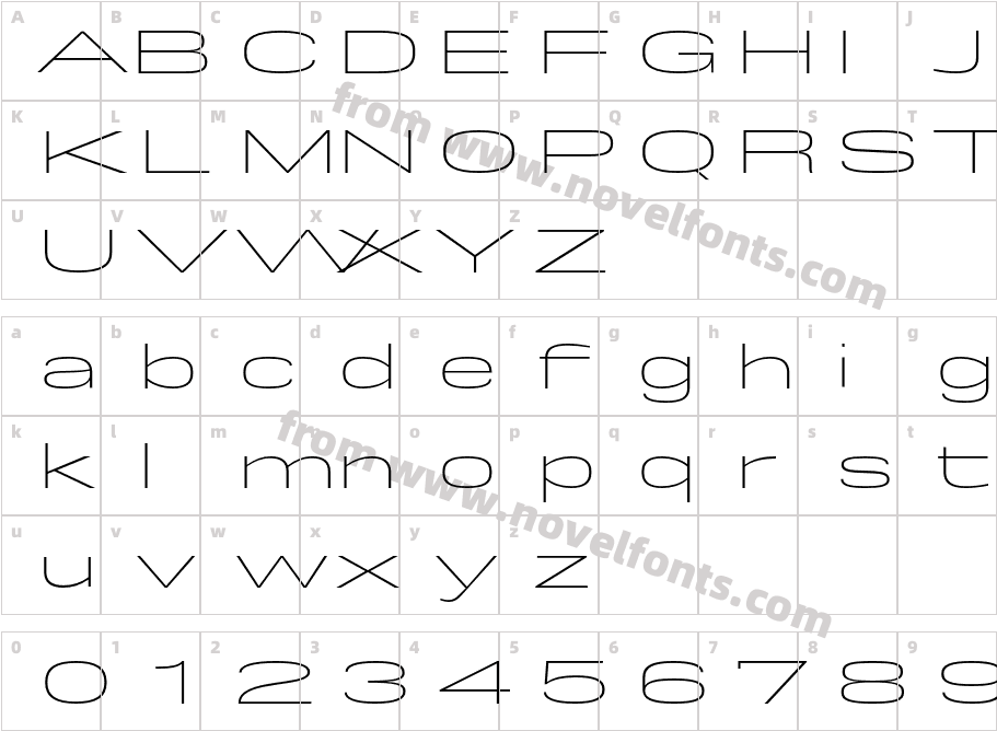 Rice W05 Thin ExpandedCharacter Map