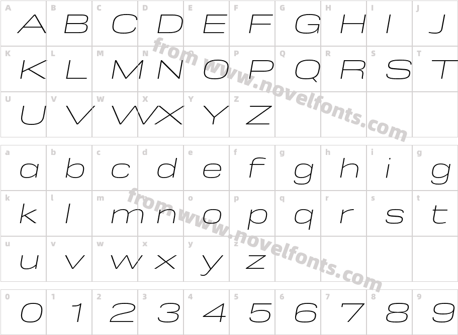 Rice W05 Thin Wide ObliqueCharacter Map