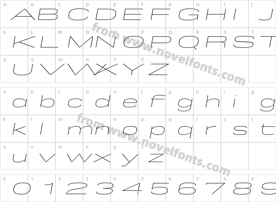 Rice W05 Xtra Thin Expanded OblCharacter Map