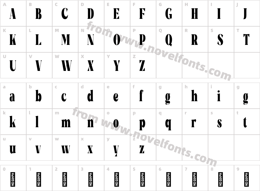 Rigam CondensedCharacter Map