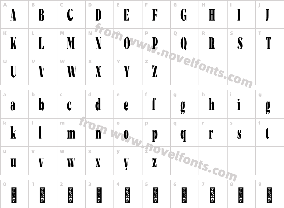 Rigam Extra CondensedCharacter Map