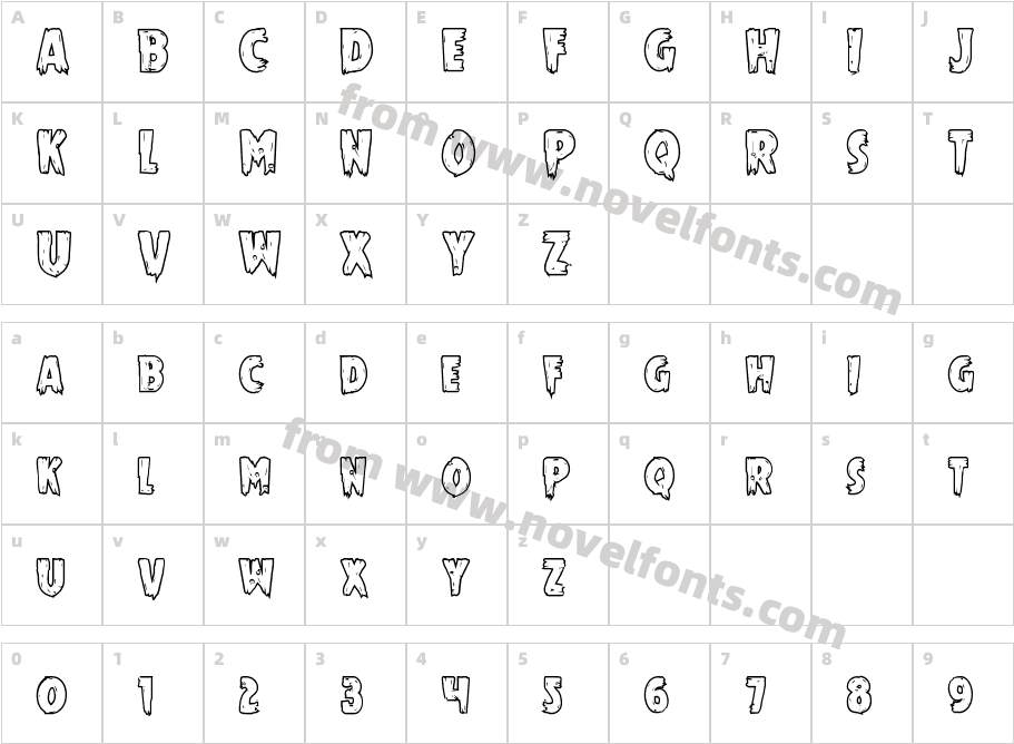 Mrs. Monster Bold OutlineCharacter Map