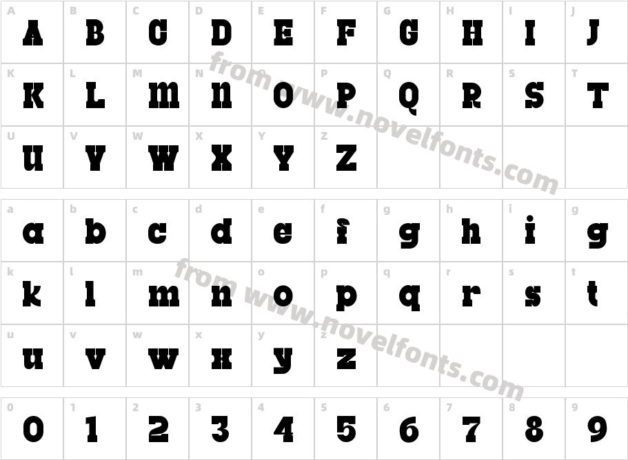 Rigrofe RegularCharacter Map