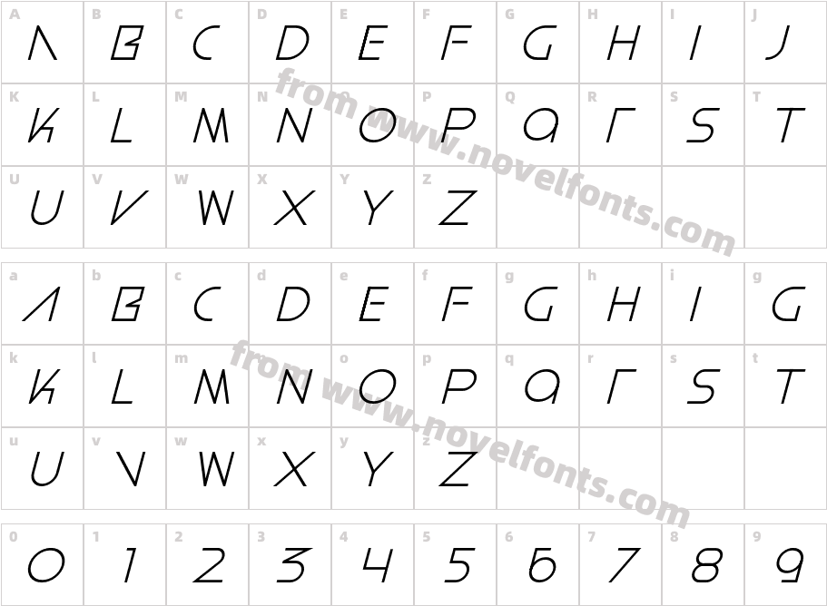Rintvera ItalicCharacter Map