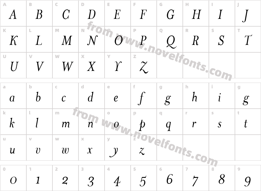 MrsEavesItalic ItalicCharacter Map