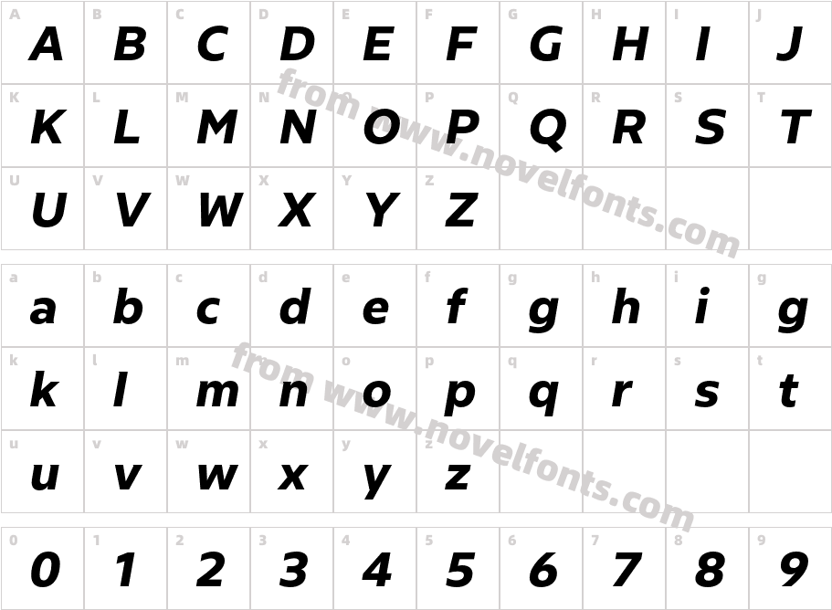 Riveta Bold ItalicCharacter Map