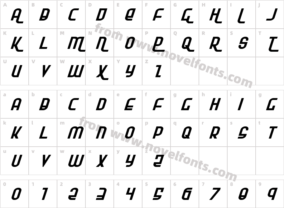 Ro' Ki' Kier Expanded ItalicCharacter Map