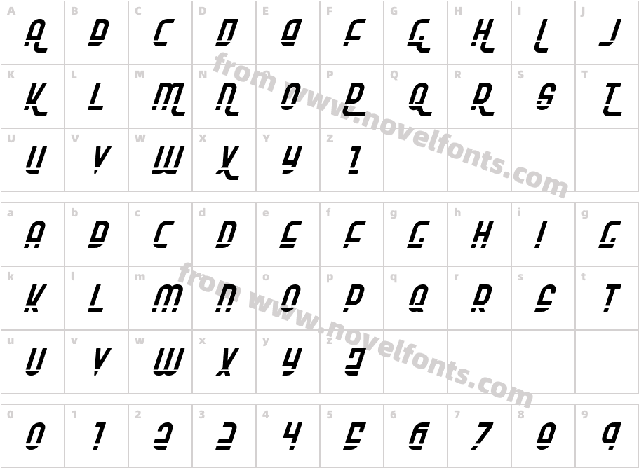 Ro' Ki' Kier Laser ItalicCharacter Map