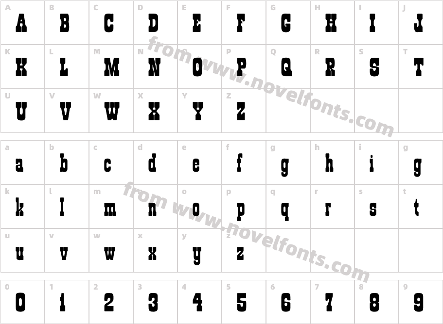 Roadway Condensed RegularCharacter Map