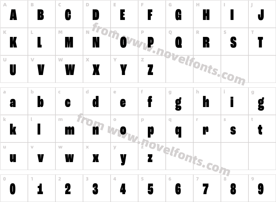 Roc Grotesk Compressed BlackCharacter Map