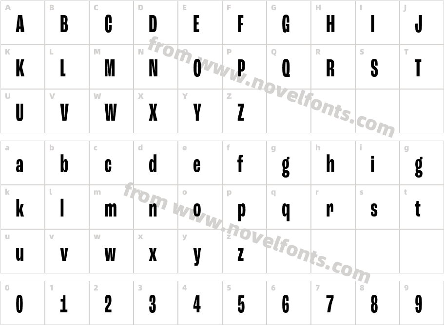 Roc Grotesk Compressed BoldCharacter Map