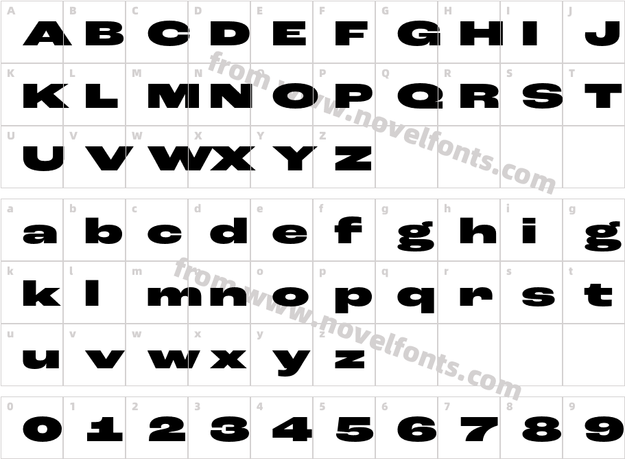 Roc Grotesk Extra Wide BlackCharacter Map