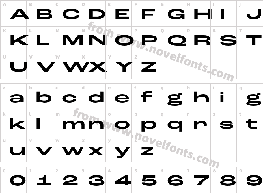 Roc Grotesk Extra Wide BoldCharacter Map