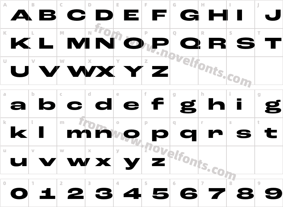 Roc Grotesk Extra Wide Extra BoldCharacter Map
