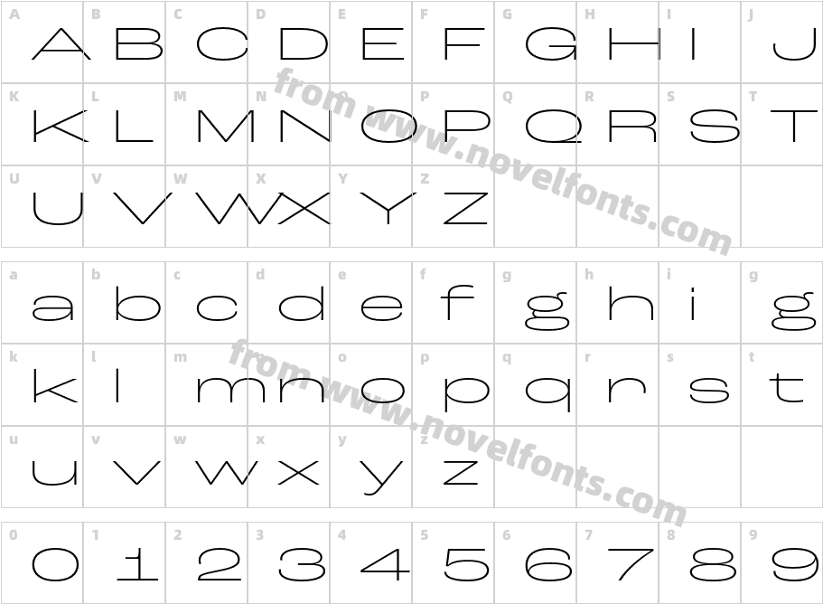Roc Grotesk Extra Wide Extra LightCharacter Map