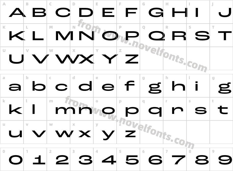 Roc Grotesk Extra Wide MediumCharacter Map